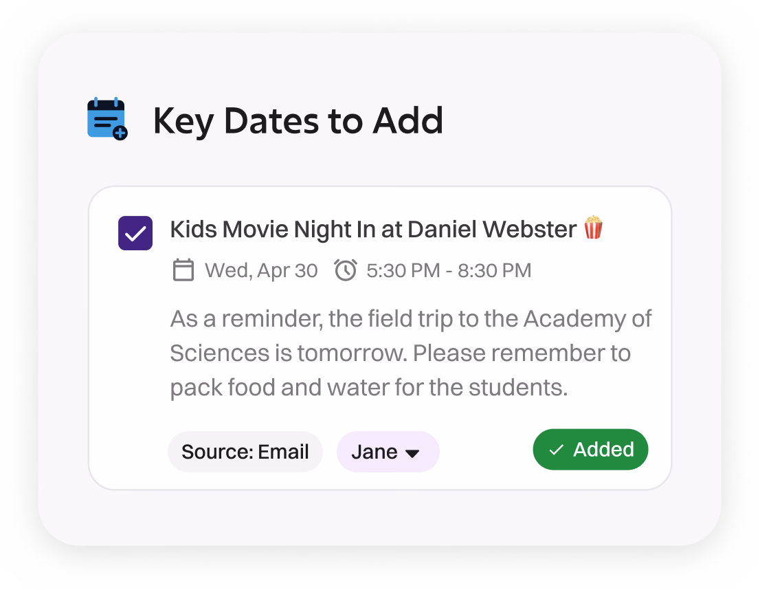 Key dates to add